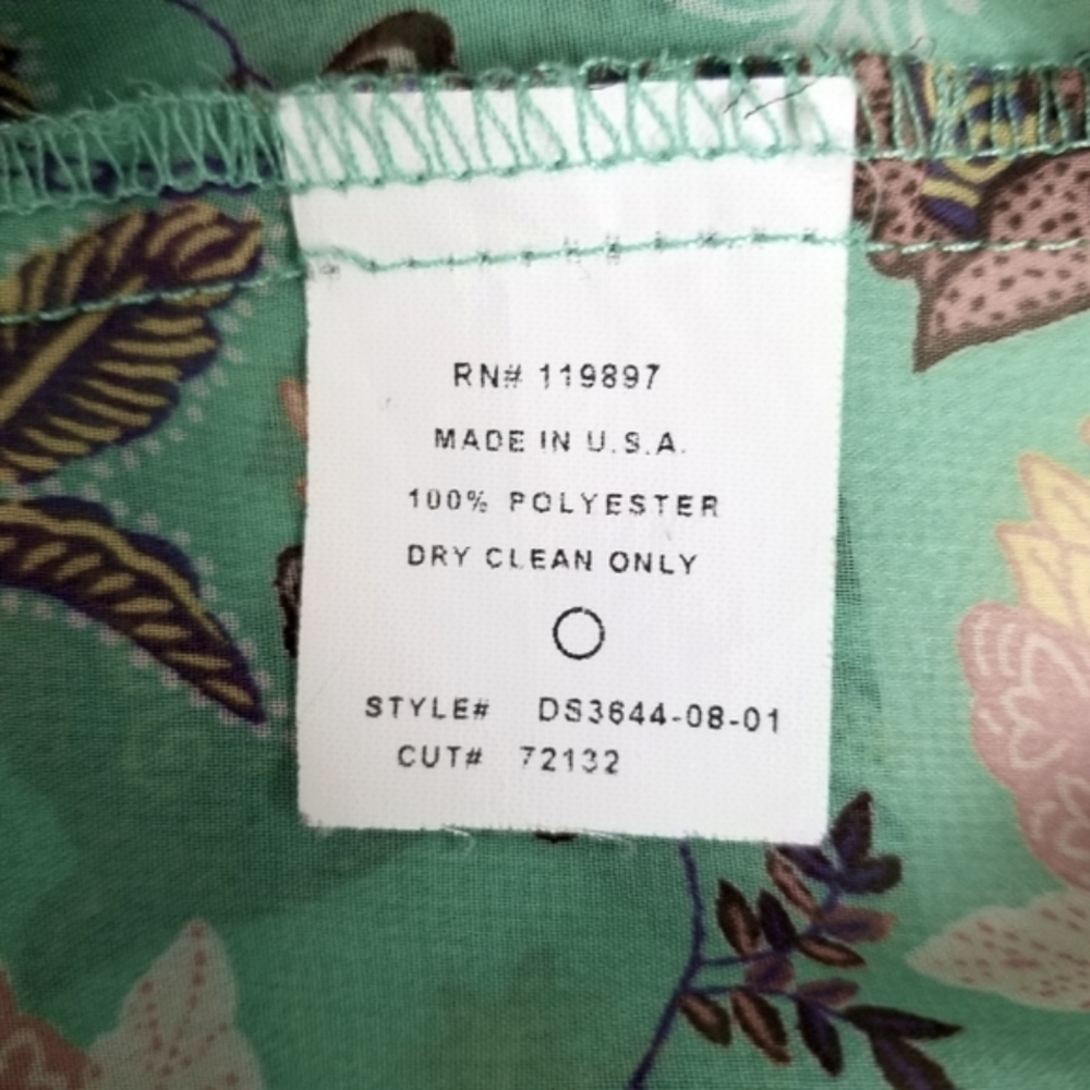 19 Cooper green sheer tunic floral v-neck 3/4 tab sleeves fairy girl coquette M - Picture 5 of 8